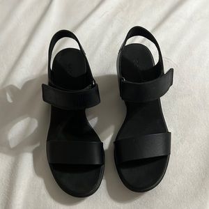 COPY - ECCO Black Leather Wedge Sandals Size 8.5/39.